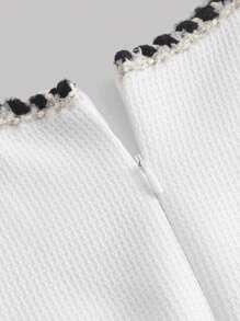 SHEIN MOD 女式滾邊方領連身裙 - 白色 - 查看 3