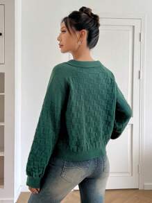 SHEIN EZwear Solid Lantern Sleeve Sweater