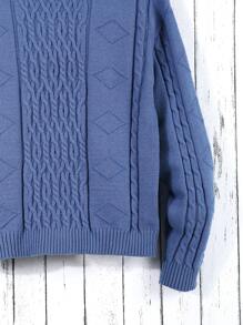 Teen Boy Cable Knit Drop Shoulder Sweater - Blue - View 3