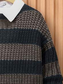 SHEIN 男大童落肩袖雙色套頭毛衣無襯衫 - 彩色 - 查看 8