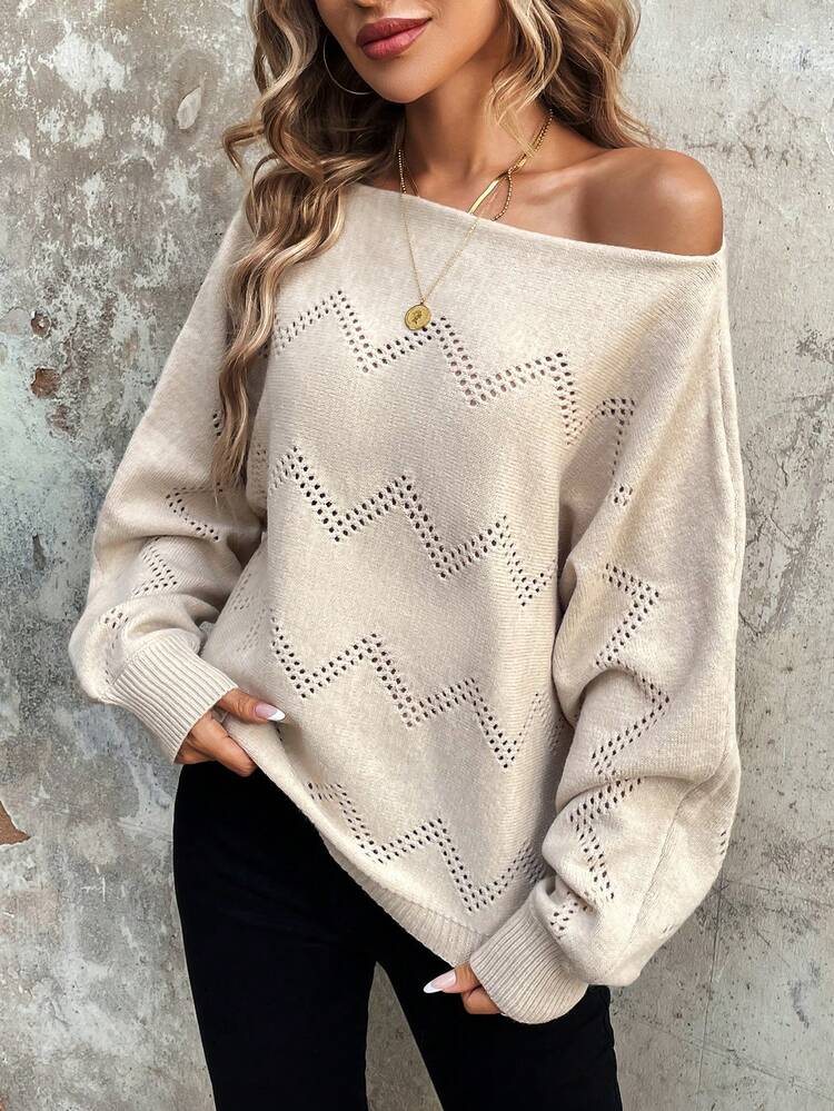 Chevron Pattern Batwing Sleeve Sweater