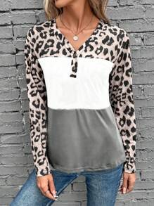 SHEIN LUNE In hoa Báo Khối màu Áo thun - Nhiều màu - Xem 6