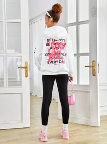 SHEIN Teen Girls' Knitted Sweatshirt With Back Letter Pattern - White - View 6