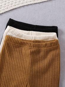 Young Girl Solid Color Flared Pants