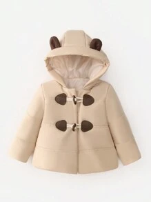 Baby Boy 3D Ear Design Hooded Duffle Padded Coat - Beige - View 1