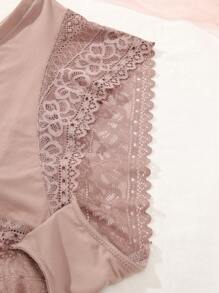 Plus Contrast Lace Panty - Mocha Brown - View 4