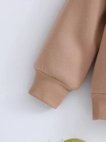 Little Girls' Letter Printed Round Neck Sweatshirt - Camel - View 3