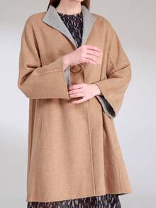 時尚寬鬆羊毛保暖兩面穿百搭毛呢外套女 - 彩色 - 查看 5