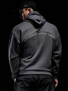 Manfinity Sport Corelite 男士字母图案运动卫衣 男士卫衣 - 深灰色 - 查看 1