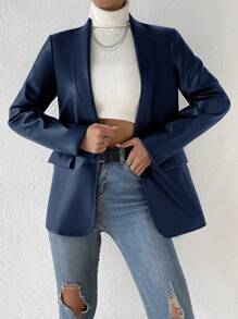 Blazer À Simple Boutonnage Et Col Cape
