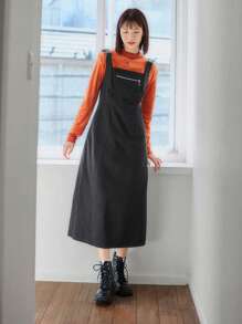 FRIFUL Zip Pocket Overall Dress Without Tee
