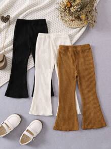 Young Girl Solid Color Flared Pants