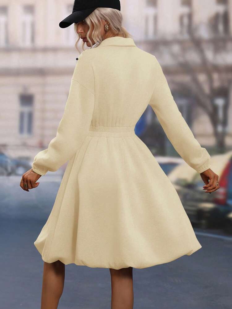 Pearls Beaded Drop Shoulder Sweatshirt Dress Pullover Fall Outfit