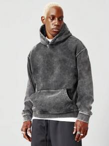 SUMWON Oversized Overhead  Washed Hoodie - Black - View 1