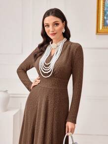Modelyn Solid A-Line Dress Without Necklace Dress For Churches Long Evening Dresses - Coffee - View 5