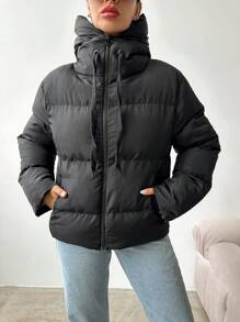 EURMUSE Women's Winter Hooded Padded Coat - Black - View 8