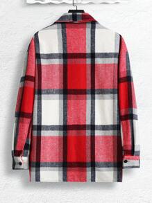 Manfinity Homme Loose Fit Men's Plaid Printed Shacket With Patch Details - Multicolor - View 2