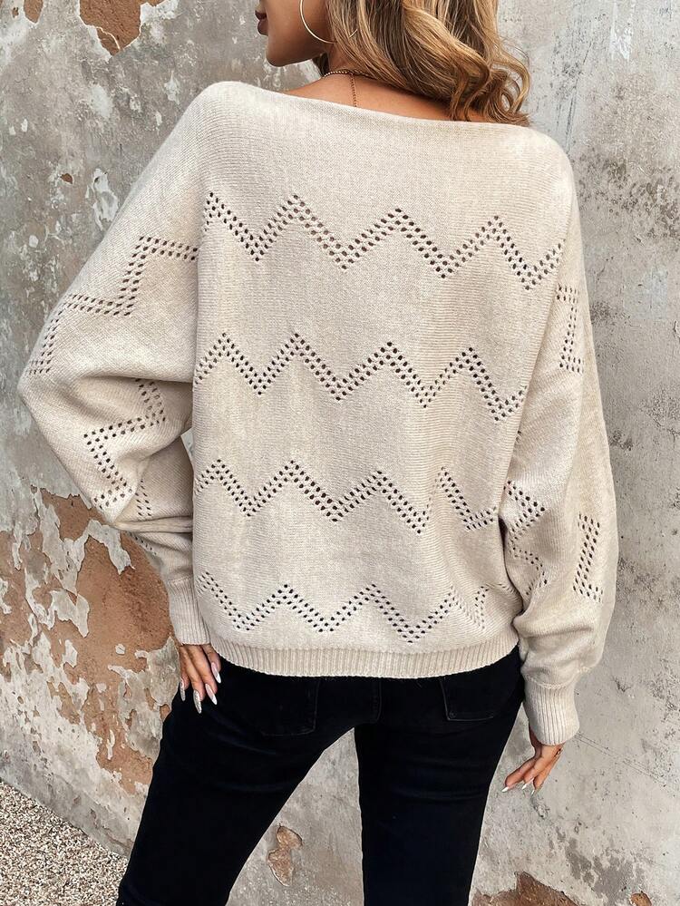 Chevron Pattern Batwing Sleeve Sweater