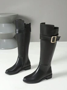 Của phụ nữ Thời trang Giày ống cao đầu gối , Đen Màu sắc , Kim loại Khóa Đồ trang trí , Dây kéo bên , Linh hoạt Cao Ống Giày ống , Mùa thu Và Mùa Đông , Chóp giầy tròn , Dày Gót chân , Dài Giày ống , Thoải mái Của phụ nữ Bốt Cưỡi - màu đen - Xem 6