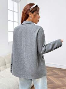 SHEIN EZwear Xám Dệt Bộ đồ Áo khoác - Xám - Xem 2