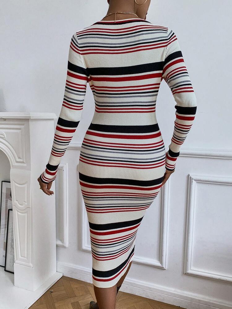 Women's Striped Sweater Dress Fall Cloth For Women