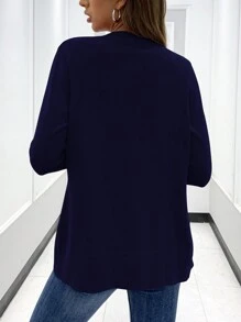 AAmilife 休闲纯色长袖针织开衫 - 寶藍色 - 查看 3