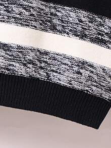 SHEIN 男小童撞色落肩袖套頭毛衣 - 黑色 - 查看 4