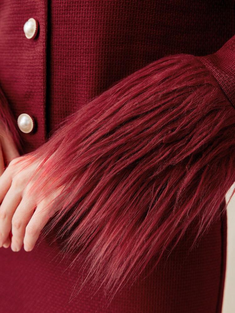 Women's 2pcs/Set Dress With Wide Straps And Cuffs Coat