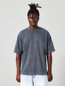SUMWON Oversized Fit Essential Washed Short Sleeve Tee - Grey - View 1