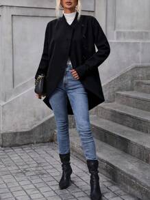 SHEIN Privé 呢子 - 黑色 - 查看 6