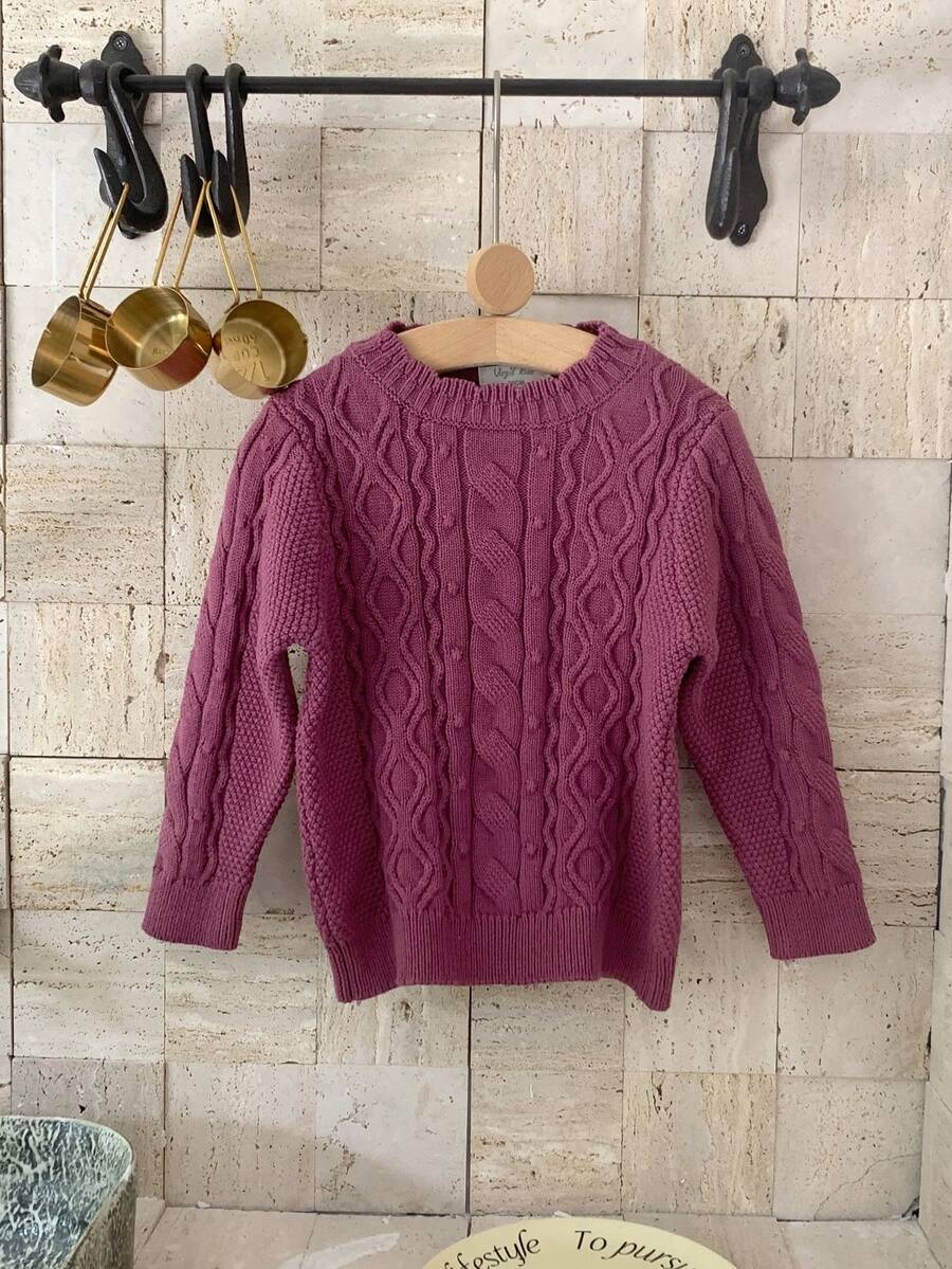 SHEIN Cô Gái Trẻ Xoắn Dan Áo len - Màu tím - Xem 1