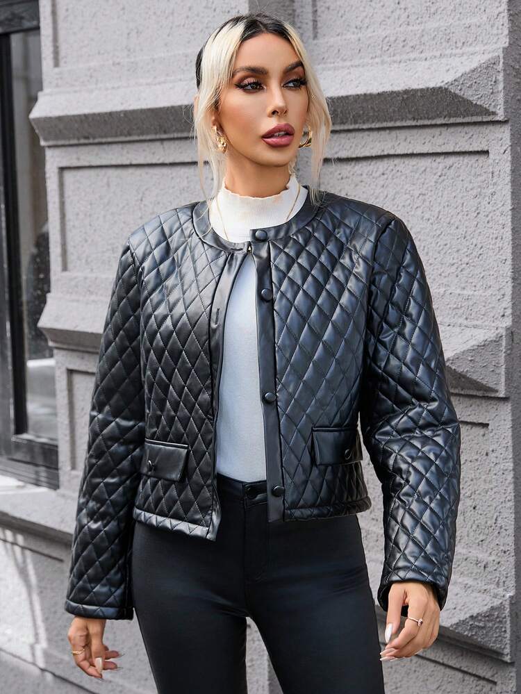 Women's Pu & Padded Coat For Winter