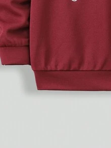 SHEIN 男孩游戏手柄印花卫衣 - 酒紅色 - 查看 3