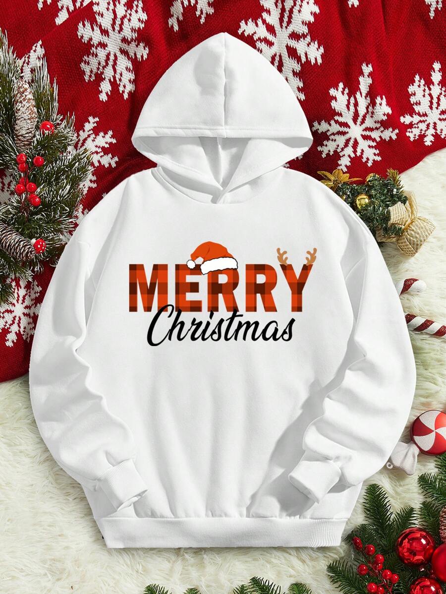 Áo nỉ in hình Giáng sinh cho thiếu niên nam - trắng - Xem 1