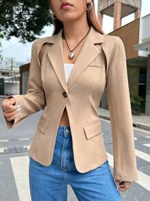 SHEIN EZwear Traje De Mujer - Camel - Ver 3
