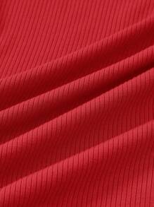 SHEIN MOD Draped Collar Flounce Sleeve Ruched Wrap Hem Bell Sleeves Red Long Dress - Red - View 3