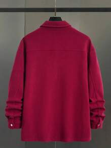 Manfinity Homme Loose Fit Men's Drop Shoulder Shacket - Burgundy - View 2