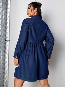 SHEIN ICON 大碼牛仔洋裝 - 藍色 - 查看 2
