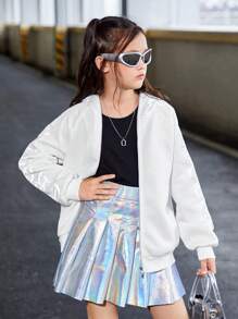 SHEIN Tween meisje Sporten Streetwear Gebreid Hoodie