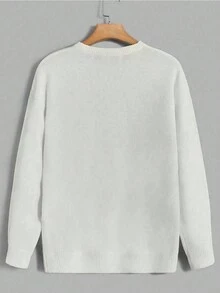 Suéter De Hombre Con Estampado De Cruz Y Letra - Blanco - Ver 2