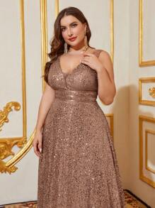 Faeriesty Váy dạ hội chữ A hở lưng chữ V sâu, cổ chữ V nhỏ dành cho nữ - Hoàn hảo cho tiệc tối trang trọng, tiệc cưới, sự kiện thảm đỏ, tiệc sang trọng và chụp ảnh cưới - Rượu sâm banh - Xem 5
