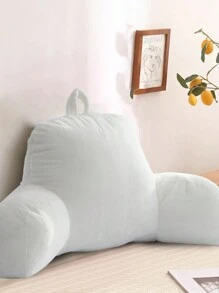 1pc Reading Pillow With Armrest For Adults, Backrest Support Cushion For Sitting Up In Bed/sofa, Ivory White - White - View 1