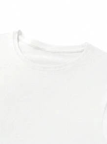 SHEIN EZwear Đồ họa Chữ cái Áo thun - trắng - Xem 5