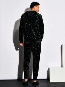 GENTILAND 男士銀河絨夾克和褲子套裝 - 黑色 - 查看 2
