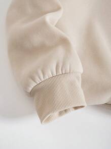 SHEIN EZwear Slogan & Skeleton Print Thermal Lined Sweatshirt - Apricot - View 4