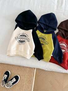 男童字母图案插肩袖卫衣 - 黑色 - 查看 5