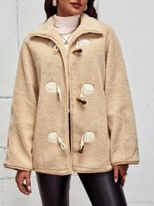 SHEIN LUNE Drop Shoulder Duffle Fleece Coat
