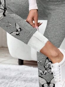 SHEIN LUNE In bướm Lót nhiệt Xà cạp - Xám - Xem 5