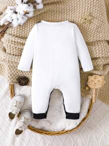 SHEIN Baby Boy Cartoon & Slogan Graphic 2 In 1 Jumpsuit - Multicolor - View 2