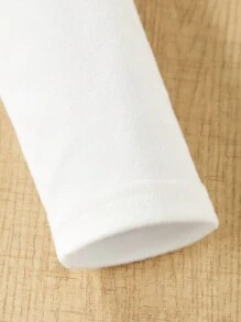 SHEIN 女大童字母圖案小高領T恤 - 白色 - 查看 5